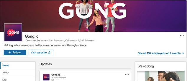 A representative business page on LinkedIn