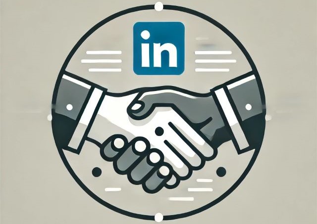 image displaying a professional handshake with a LinkedIn logo subtly in the background, representing LinkedIn SSI