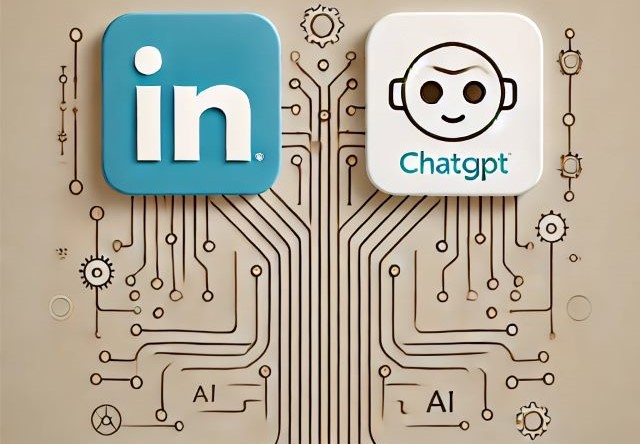 Minimalistic design representing the connection between LinkedIn and ChatGPT