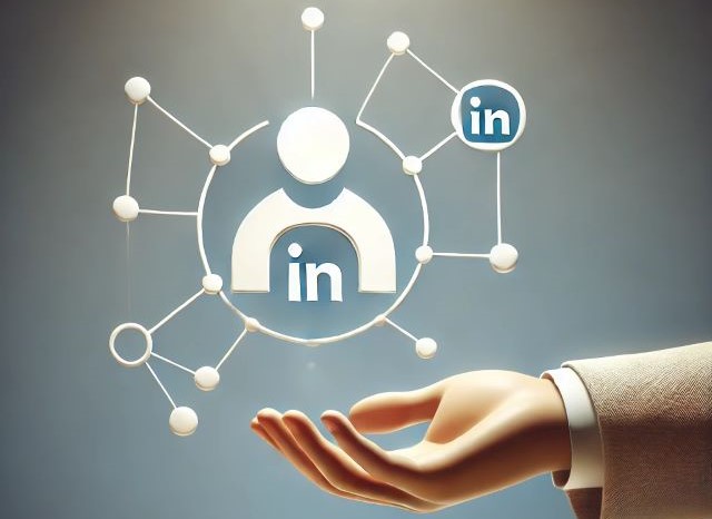 a human hand holding a visual of linkedin logo representing connection through this platform