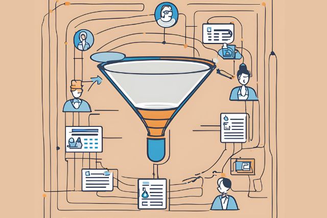 a visual of a funnel in a marketing context