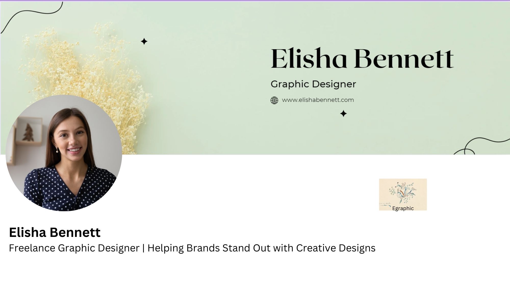 A screenshot of a graphics designer Linkedin profile - as an example of good things for your LinkedIn's headline
