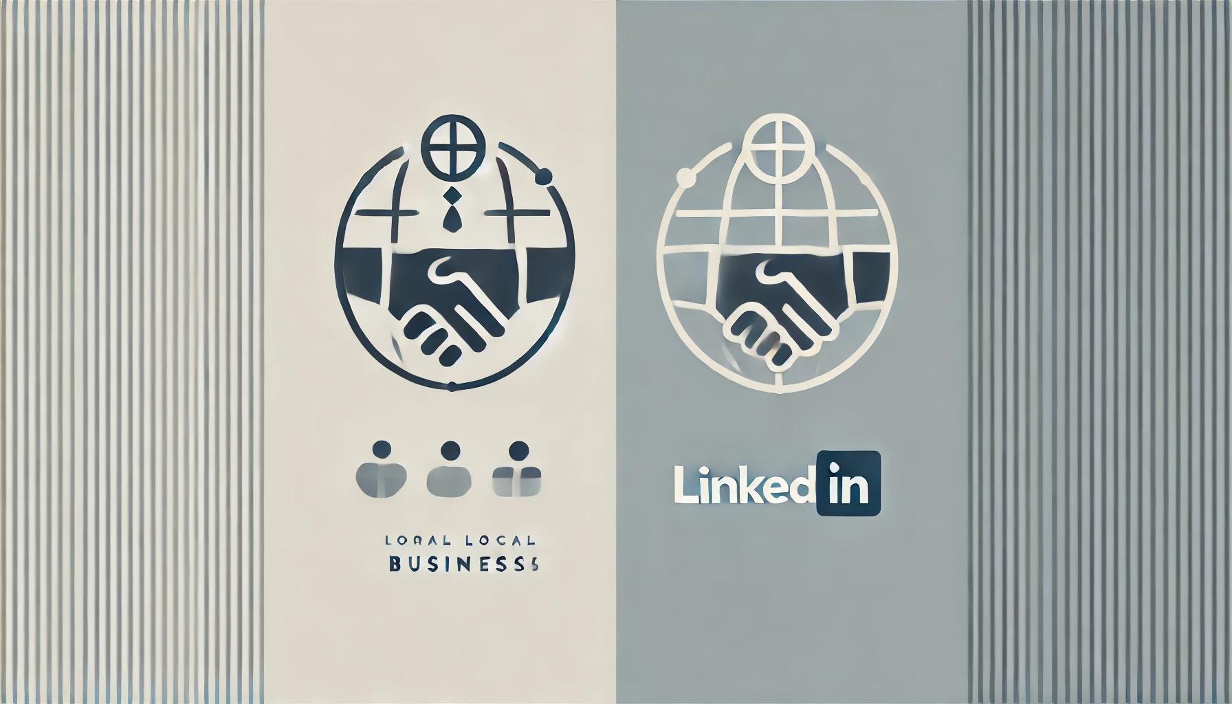 A minimalistic image showing two business icons, representing Alignable vs. LinkedIn